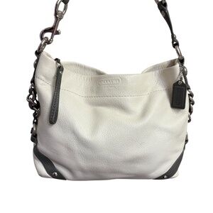Coach vintage y2k Carly Pebbled white gray leather Hobo Bag  F15251